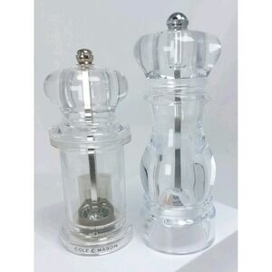 Cole & Mason Lucite Pepper Grinder 5.5" & Unbranded Lucite Salt Grinder 6.5"